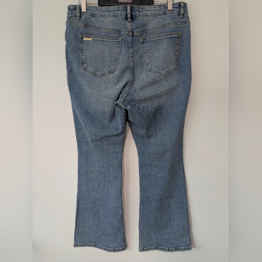 Michael Kors Women's Selma Flare High Rise Blue Jeans Slim Through Hip Sz 14 - Picture 14 of 15